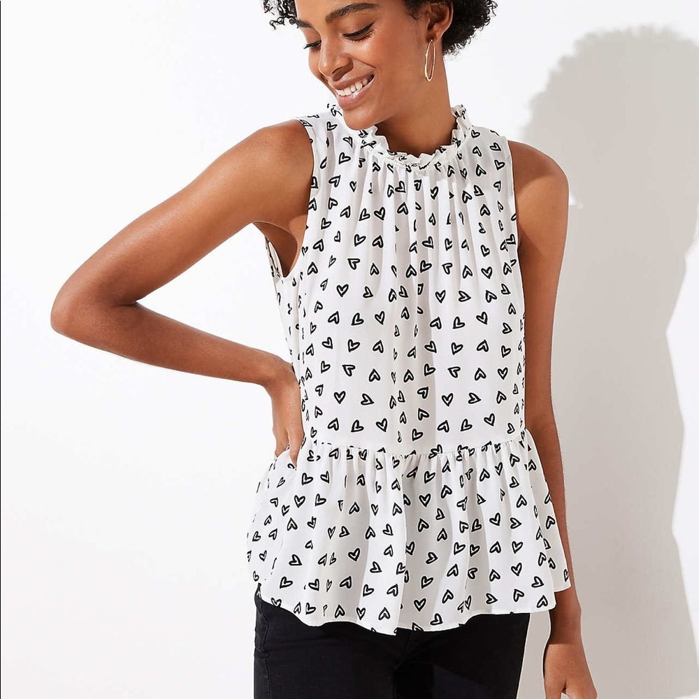 Loft Heart Peplum Sleeveless Top.